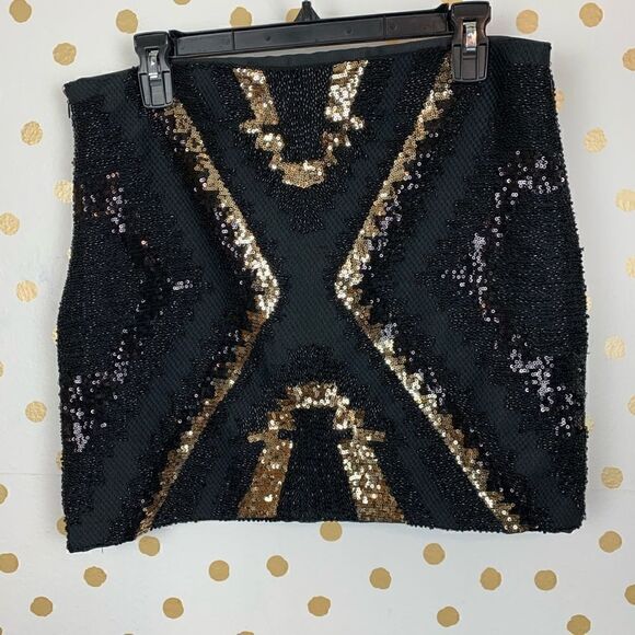 𝅺FATE Embellished Beaded Sequin Mini Skirt L - Picture 3 of 6